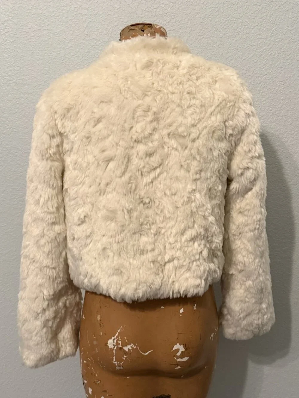 Gap Kids White Faux Fur Cropped Coat Jacket Girls XXL 14-16 Glam Dressy Teen